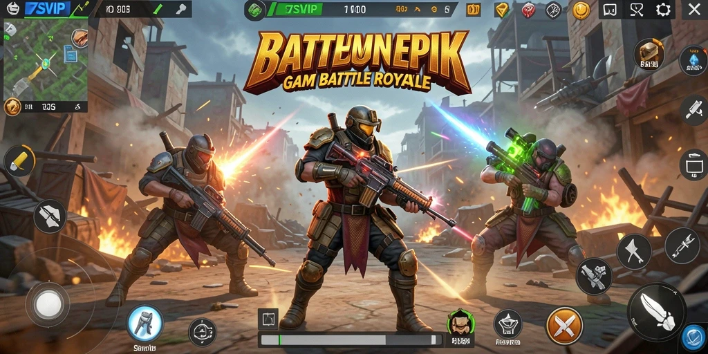 Tampilan gameplay seru di 7SVIP saat bertempur dalam Battle Royale.