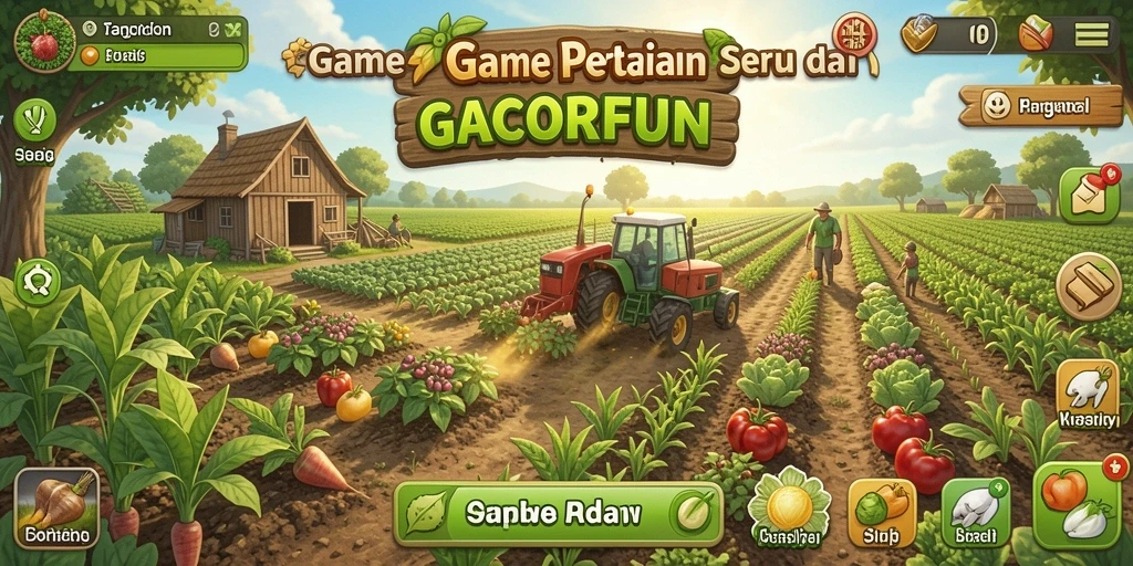 Screenshot gameplay GACORFUN menampilkan lahan pertanian yang subur dan mengasyikkan.