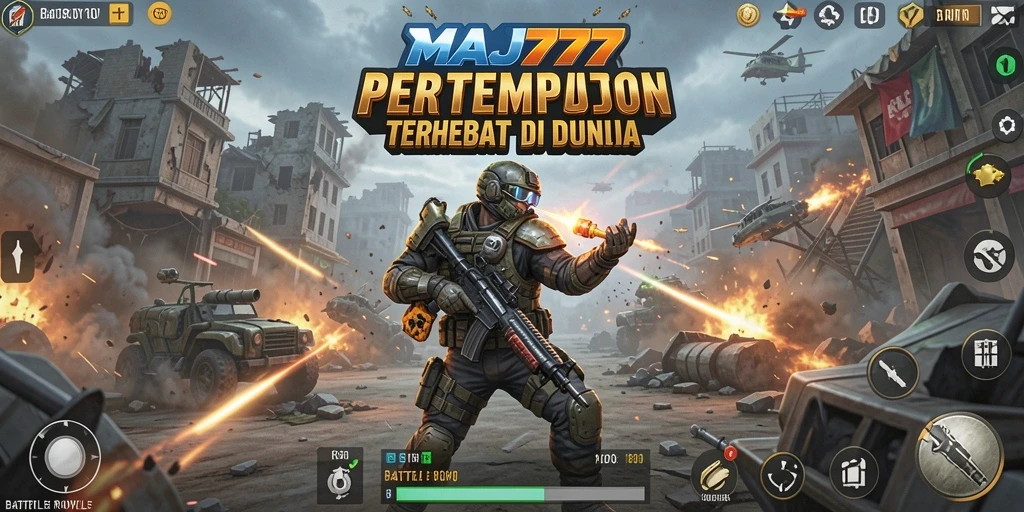 Screenshot gameplay pertarungan seru di MAJ777 Battle Royale.