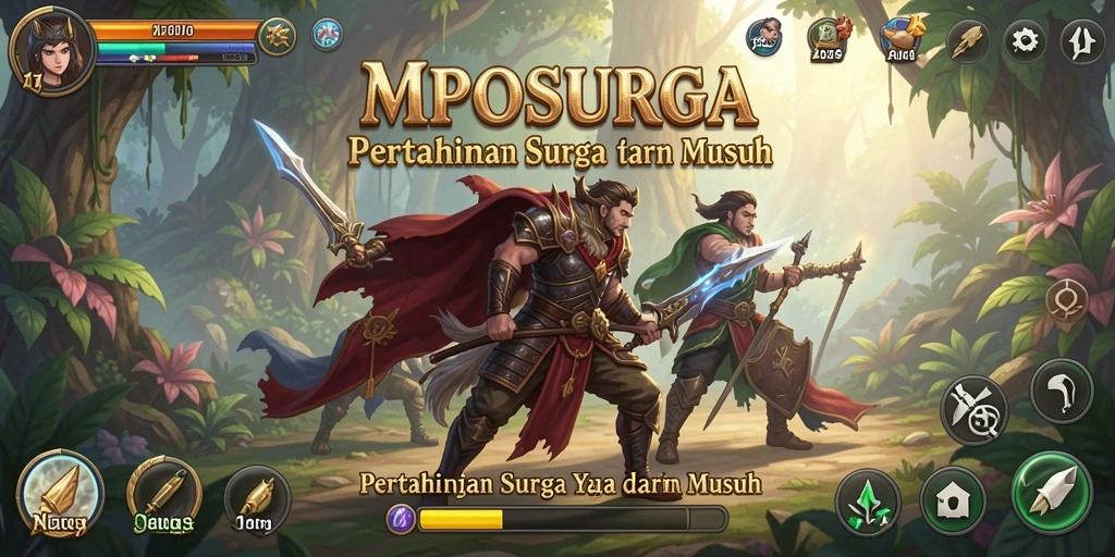 Screenshot gameplay MPOSURGA menampilkan aksi pertahanan yang seru.